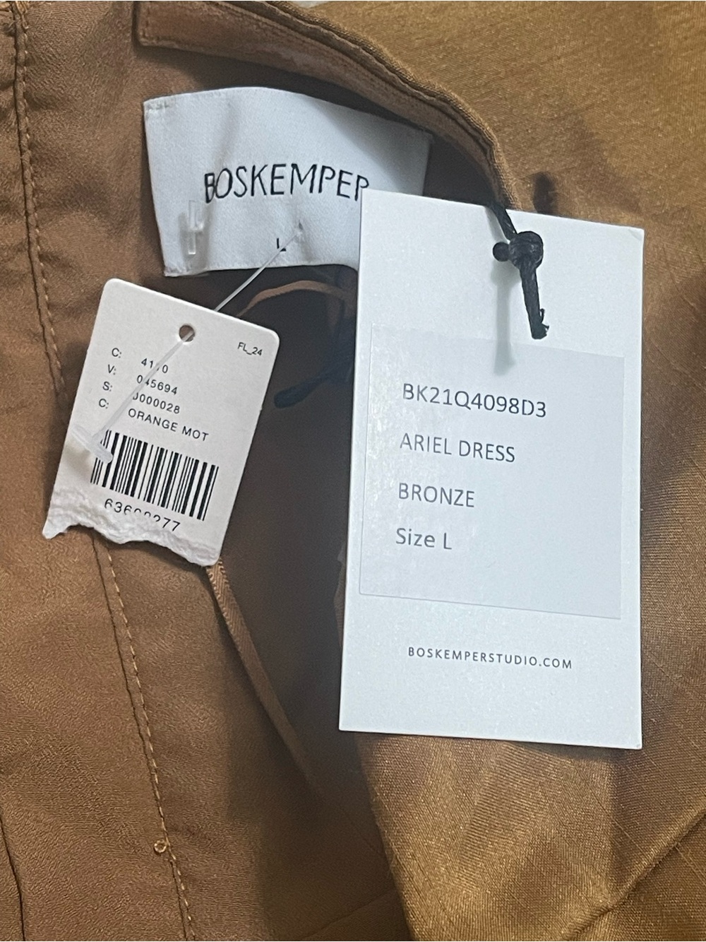 Anthropologie Boskemper Ariel Bronze Bow Strapless Mini Dress New Large - Picture 9 of 11